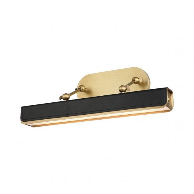 Valise Vintage Brass and Tuxedo Black Leather Medium LED Picture Light