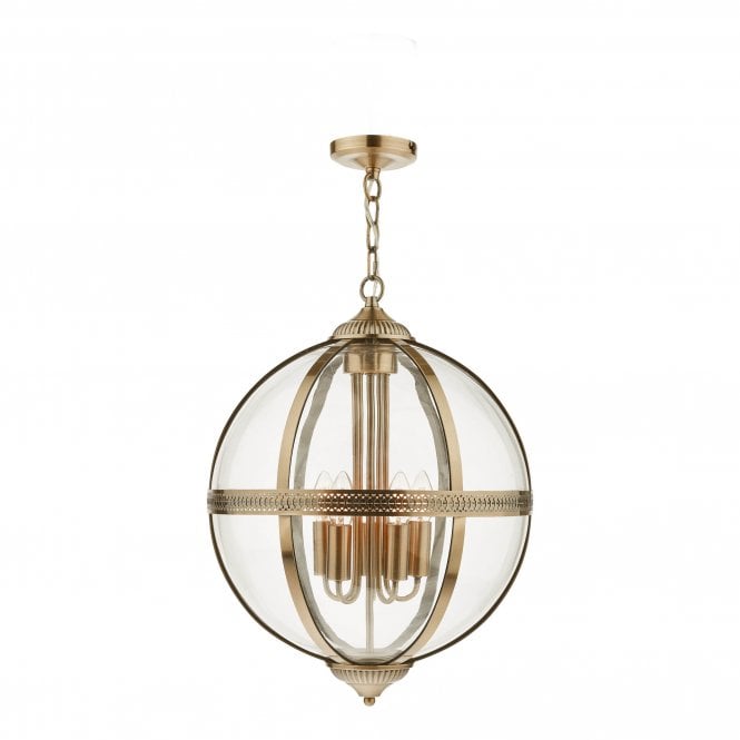 VANESSA 5 Light Lantern | Antique Brass | Glass