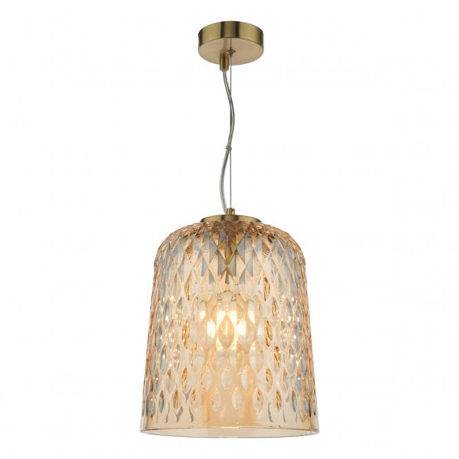 Varius Pendant Natural Brass and Amber Glass