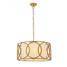 VENN Circular Frame Pendant Light With White Shade