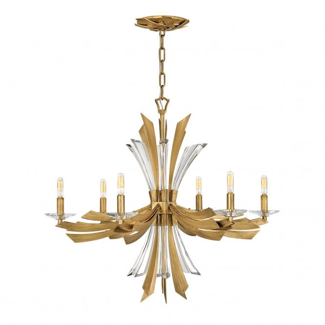 VIDA 6 Light Chandelier | Burnished Gold