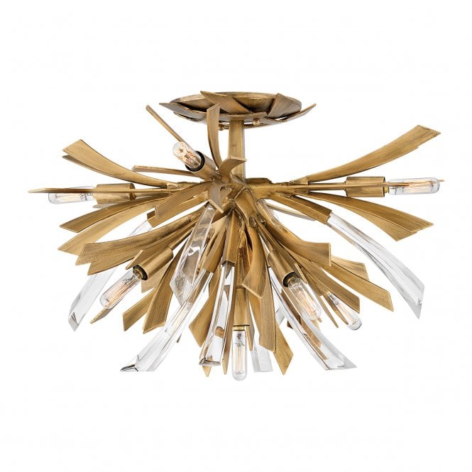 VIDA 9 Light Semi Flush Ceiling Light | Burnished Gold
