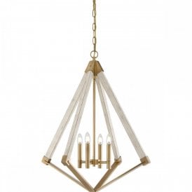 VIEW POINT modern 4 light chandelier in whitewashed wood and weathered brass