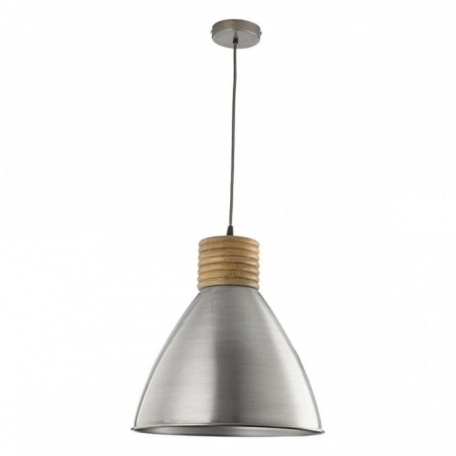 VIMBAI retro ceiling pendant in antique zinc wth mango wood detailing