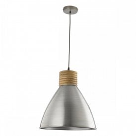 VIMBAI retro ceiling pendant in antique zinc wth mango wood detailing