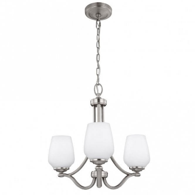 VINTNER 3 light modern chandelier with opal glass shades