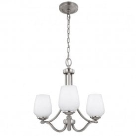 VINTNER 3 light modern chandelier with opal glass shades