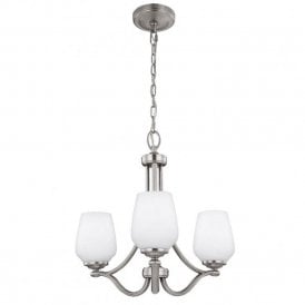VINTNER 3 light modern chandelier with opal glass shades