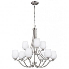 VINTNER large 9 light modern chandelier with opal glass shades