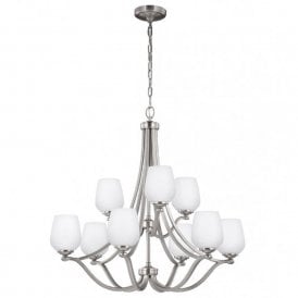 VINTNER large 9 light modern chandelier with opal glass shades