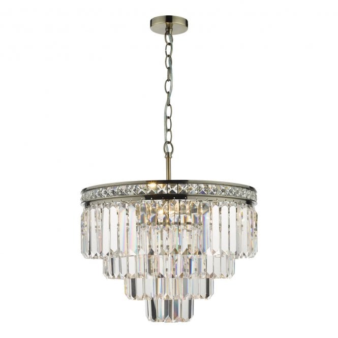 Vyana Pendant in Antique Brass with Crystal Prisms
