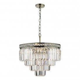 four light antique brass chandelier 