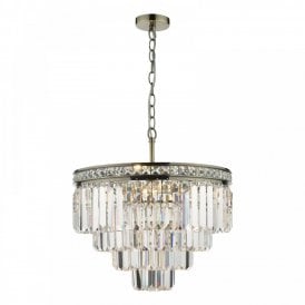 Vyana Pendant in Antique Brass with Crystal Prisms