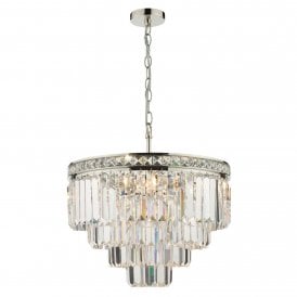 4 Light Ceiling Pendant Polished Nickel Crystal