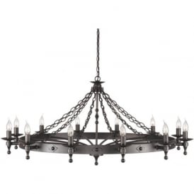 WARWICK large wrought iron Medieval chandelier