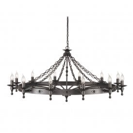 WARWICK large wrought iron Medieval chandelier
