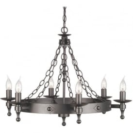 WARWICK wrought iron Medieval cartwheel chandelier