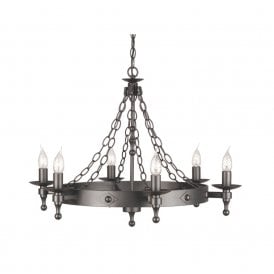 WARWICK wrought iron Medieval cartwheel chandelier