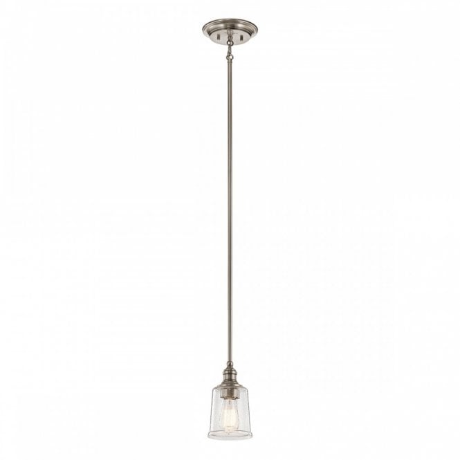 WAVERLY mini ceiling pendant on classic pewter fitting with seeded glass shade