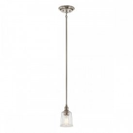 WAVERLY mini ceiling pendant on classic pewter fitting with seeded glass shade