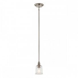WAVERLY mini ceiling pendant on classic pewter fitting with seeded glass shade
