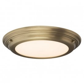 WELLAND IP54 flush fitting LED low ceiling light - aged brass