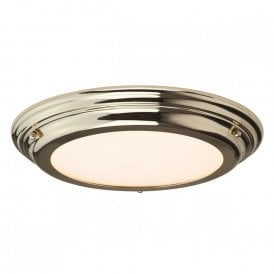WELLAND IP54 flush fitting LED low ceiling light - gold polished brass