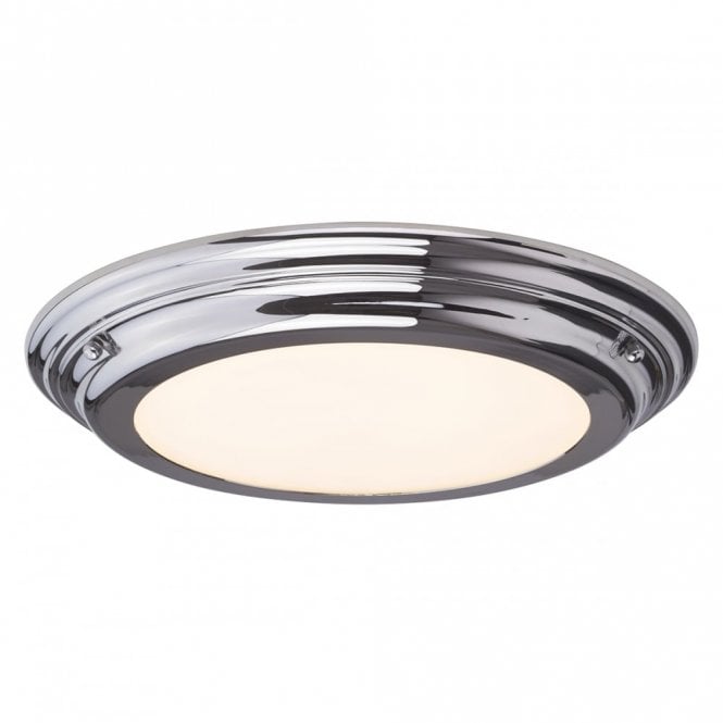 WELLAND IP54 flush fitting LED low ceiling light - polished chrome