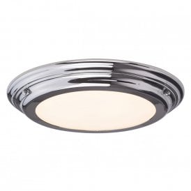 WELLAND IP54 flush fitting LED low ceiling light - polished chrome