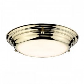 WELLAND MINI IP54 flush fitting LED low ceiling light in gold polished brass