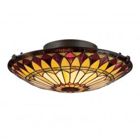 WEST END flush fitting Tiffany glass light for low ceilings