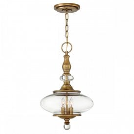 WEXLEY heritage brass ceiling pendant with oval glass shade - 3 lights