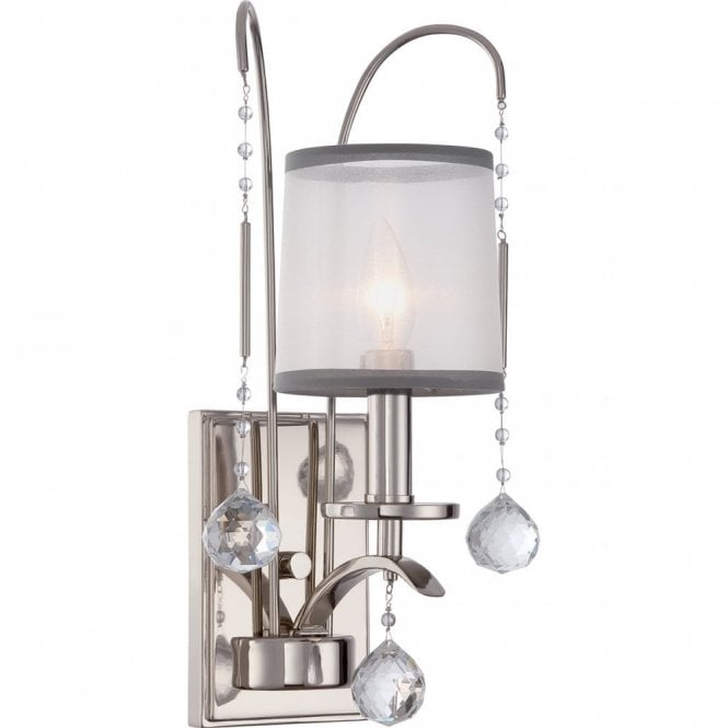 WHITNEY Edwardian imperial silver wall light with sheer white organza shade