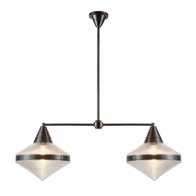 Willard 2 Light Linear Pendant in Urban Bronze with Prismatic Glass