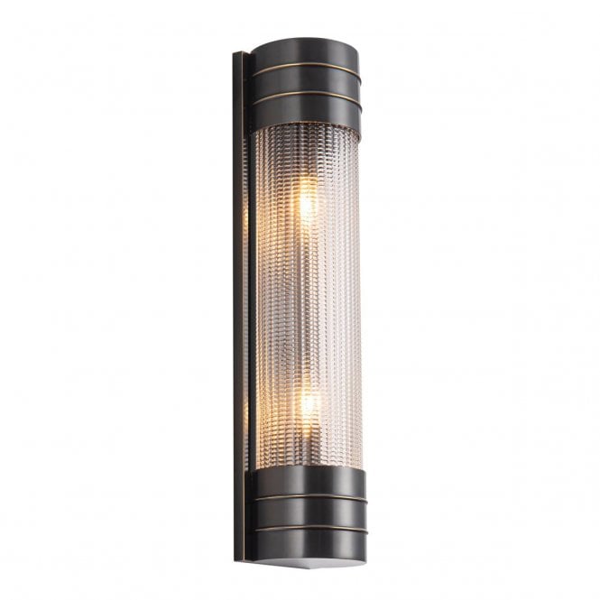 Willard Urban Bronze Linear Wall Light with Prismatic Glass Shade