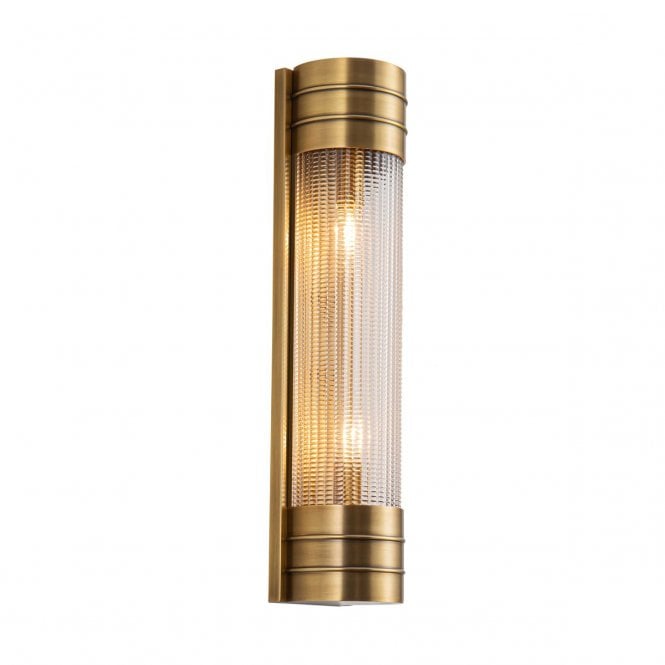 Willard Vintage Brass Linear Wall Light with Prismatic Glass Shade