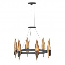 Black and gold chandelier 6 light