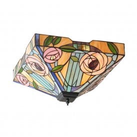 WILLOW large Art Nouveau style flush fit Tiffany low ceiling light