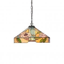 WILLOW large Art Nouveau style Tiffany ceiling pendant light