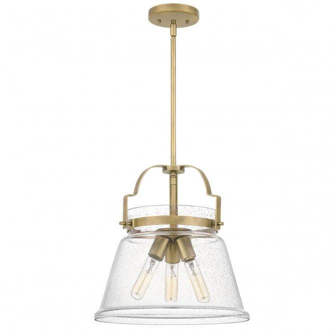 WIMBERLEY 3 Light Brass and Glass Pendant