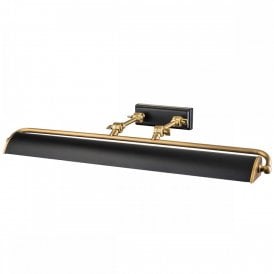 aged brass and matte black picture light