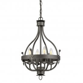 WINDSOR 4 light Medieval orb chandelier in graphite black finish