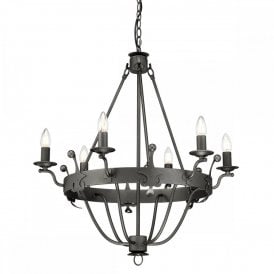 WINDSOR 6 light Medieval style chandelier in graphite black