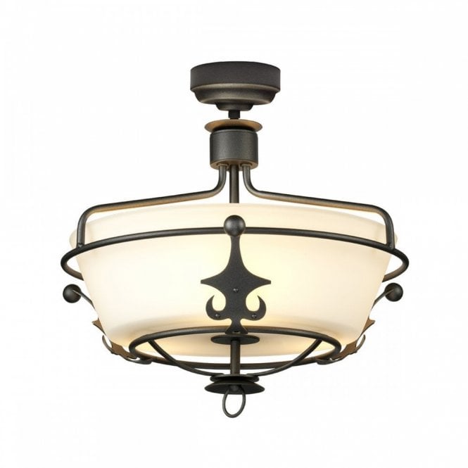 WINDSOR dual mount ceiling pendant or semi-flush light in graphite