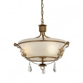 WINDSOR dual mount ceiling pendant or semi-flush light in rich gold patina