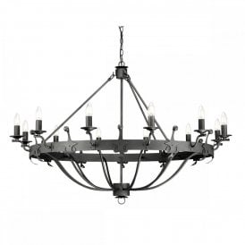 WINDSOR large 12 light Medieval style chandelier in graphite black