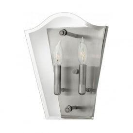 WINGATE antique nickel and glass flush fitting wall light