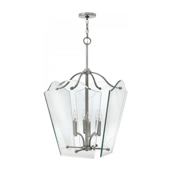 WINGATE large antique nickel hanging hall lantern