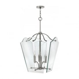 WINGATE large antique nickel hanging hall lantern