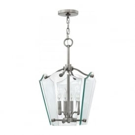 WINGATE small antique nickel and glass hall lantern